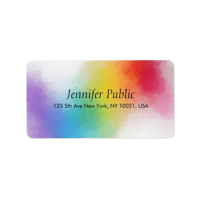 Modern Rainbow Colours Abstract Template Custom Label (Front)