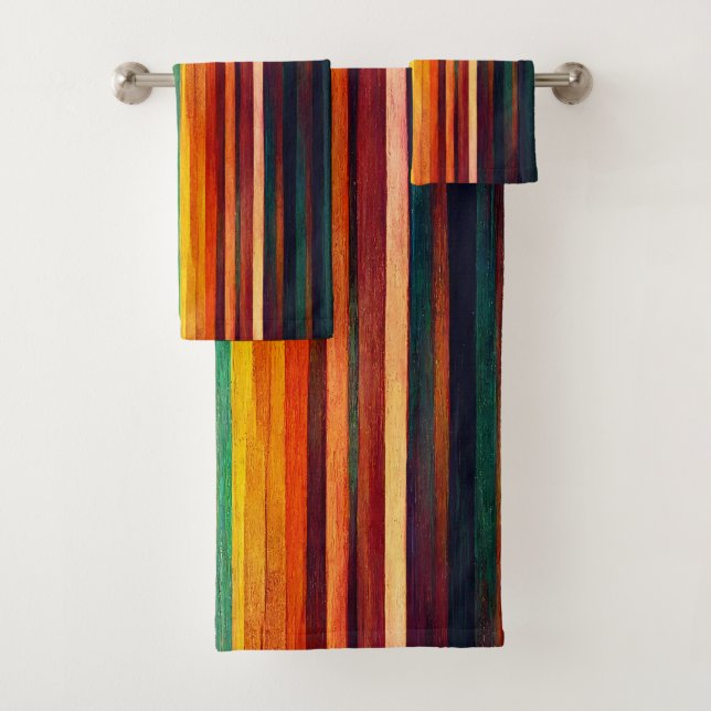 Modern Rainbow Colours Bath Towel Set (Insitu)