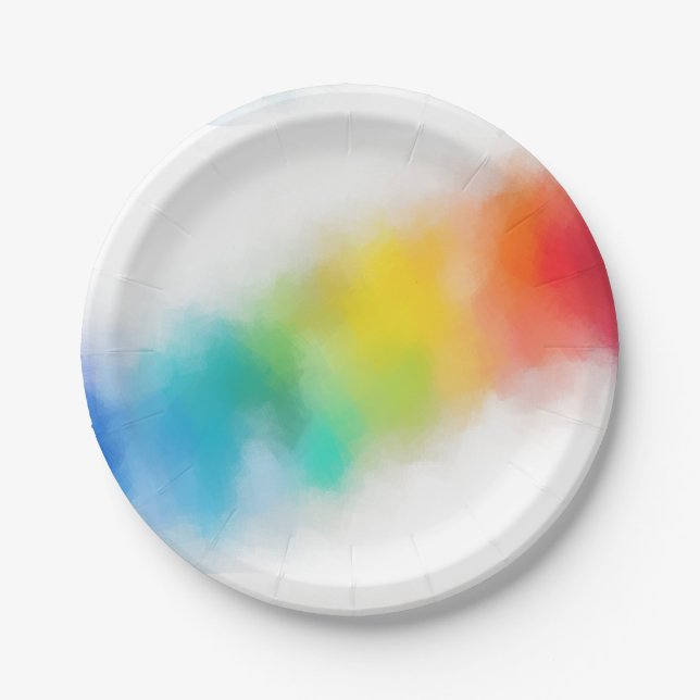 Modern Rainbow Colours Trendy Pink Red Blue Purple Paper Plate (Front)