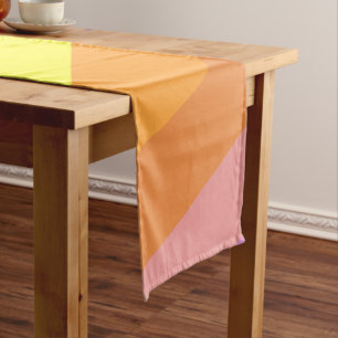 Modern Rainbow Diagonal Stripes Geometric Pattern  Short Table Runner