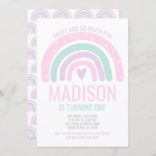 Modern Rainbow First Birthday Invitation
