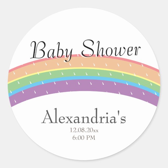 Modern Rainbow Gender Neutral Baby Classic Round Sticker (Front)