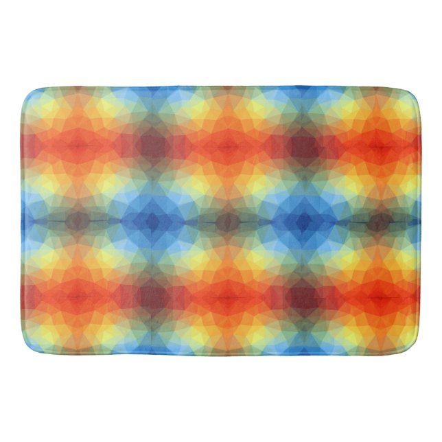 Modern Rainbow Geometric Shape Bath Mat (Front)