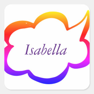 Modern Rainbow Girly Monogram Square Sticker