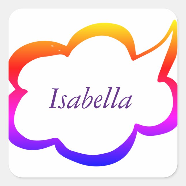 Modern Rainbow Girly Monogram Square Sticker (Front)