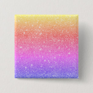 Modern Rainbow Glitter Glam  2 Inch Square Button