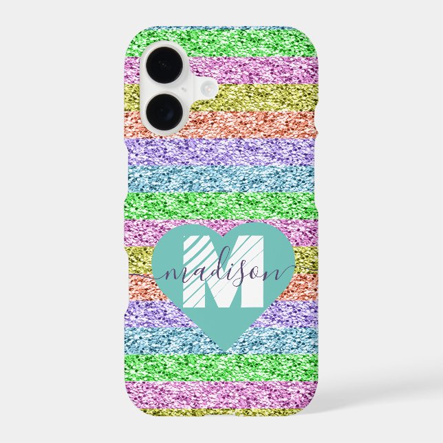  Modern Rainbow Glitter Script Name Monogram  (Back)