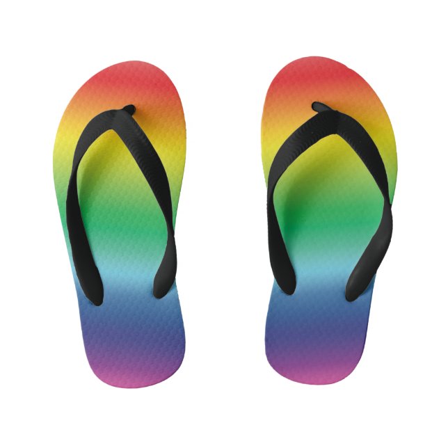 Modern rainbow gradient colours pattern fun kid's flip flops (Footbed)