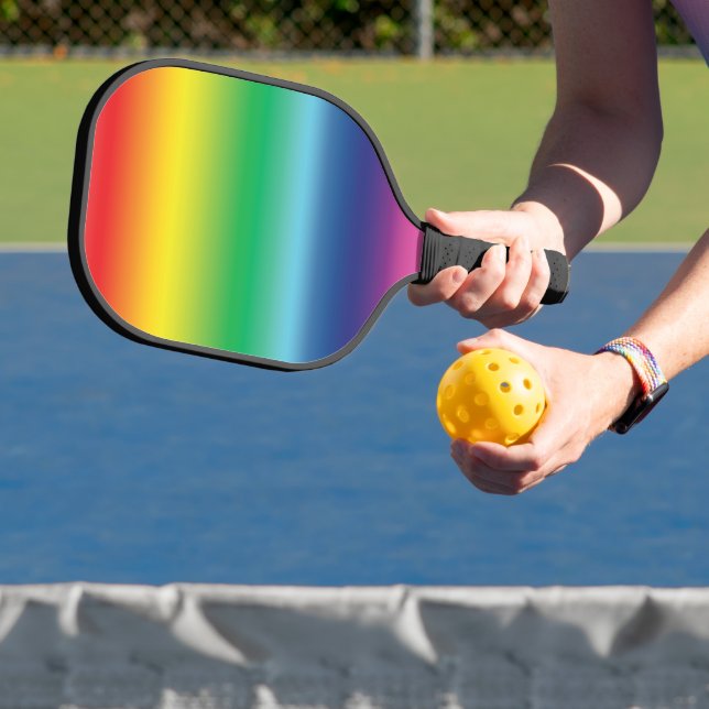 Modern rainbow gradient pattern lgbtq gay pride pickleball paddle (Insitu)