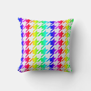 Modern Rainbow Houndstooth Pattern Throw Pillow