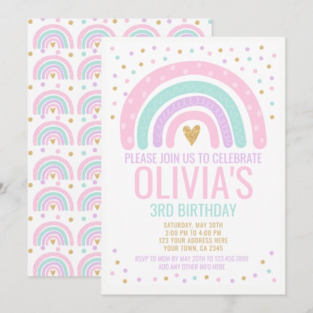 Modern Rainbow Invitation (Front/Back)