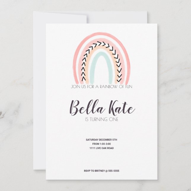 Modern Rainbow Kids Birthday Party Invitation (Front)
