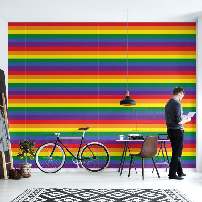 Modern Rainbow LGBT Gay Pride Pattern Wallpaper (Living Room)