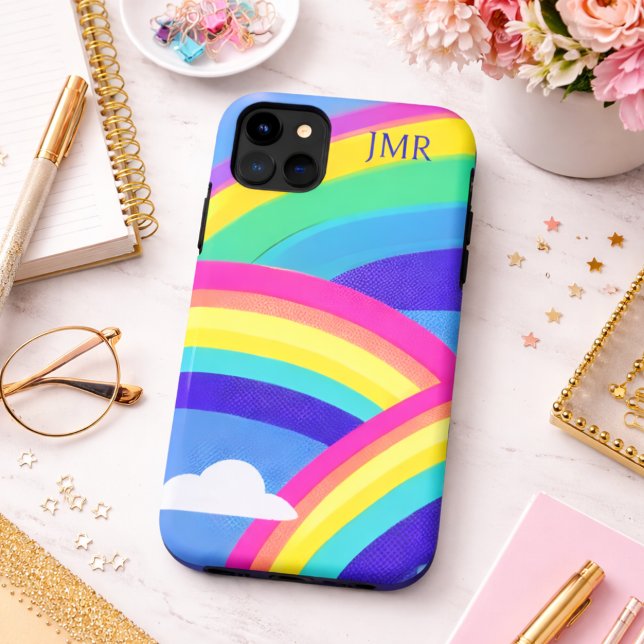 Modern Rainbow Monogram  Case-Mate iPhone Case (Creator Uploaded)
