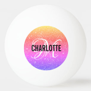 Modern rainbow monogram name bottle opener ping pong ball