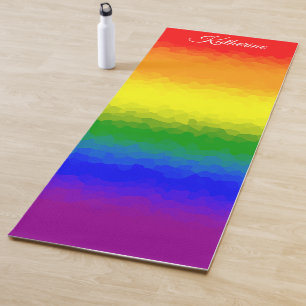 Modern Rainbow Mosaic Script Name Yoga Mat