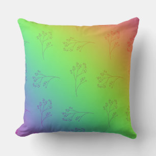 Modern Rainbow Ombre Floral Throw Pillow