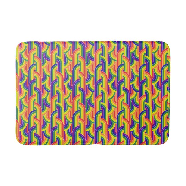 Modern Rainbow Pattern Bath Mat (Front)