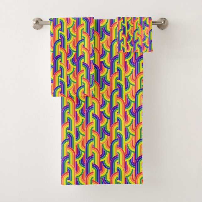 Modern Rainbow Pattern Bath Towel Set (Insitu)