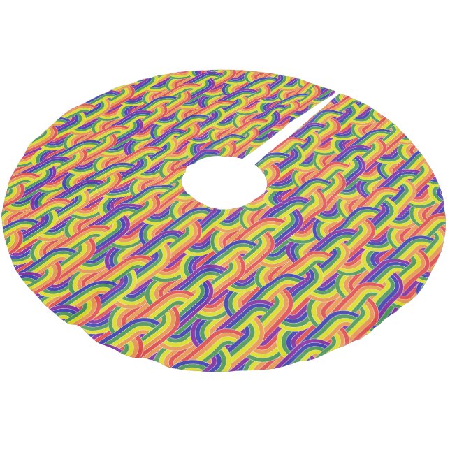 Modern Rainbow Pattern Brushed Polyester Tree Skirt (Angled)