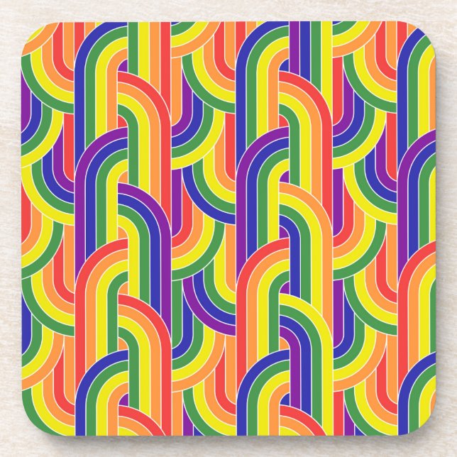 Modern Rainbow Pattern Coaster (Front)