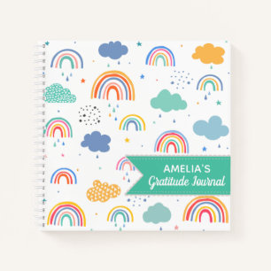 Modern Rainbow Pattern Personalised Gratitude Notebook