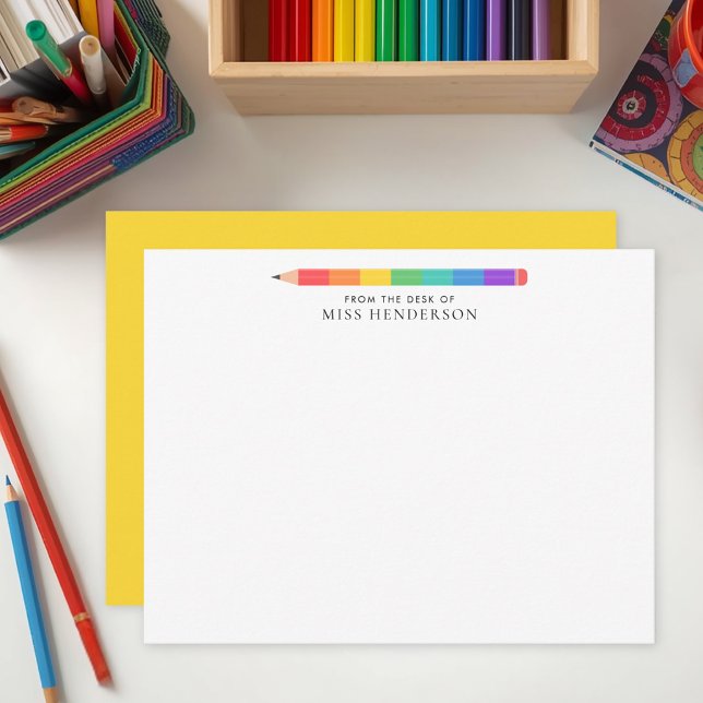 Modern Rainbow Pencil Custom Teacher's  Card (Creator Uploaded)