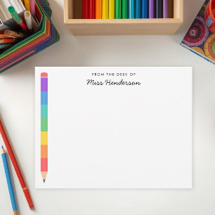 Modern Rainbow Pencil Custom Teacher's  Card