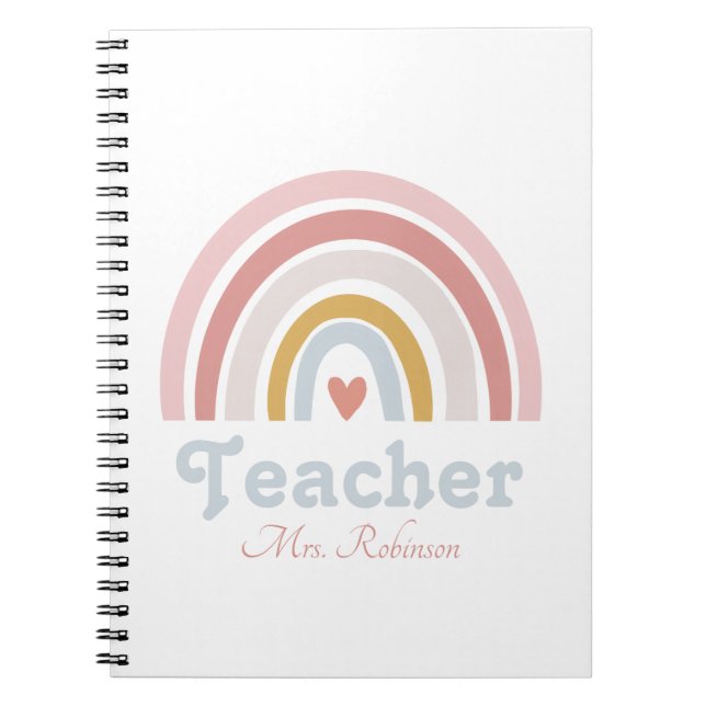 Modern Rainbow Personalized Teacher  Notebook (Front)