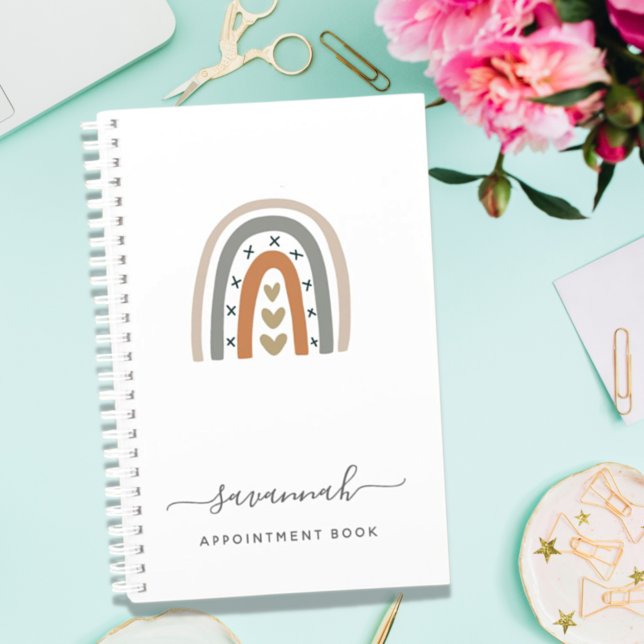 Modern rainbow rose gold gray white monogram 2026 planner (Creator Uploaded)