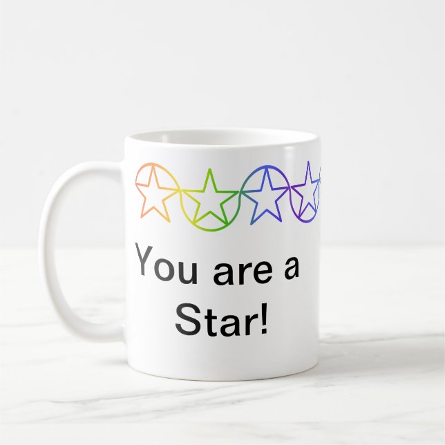 Modern Rainbow Star Personalized Mug (Left)