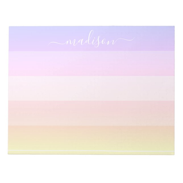 Modern rainbow striped name notepad (Front)