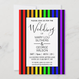 Modern Rainbow Striped Wedding Invitation