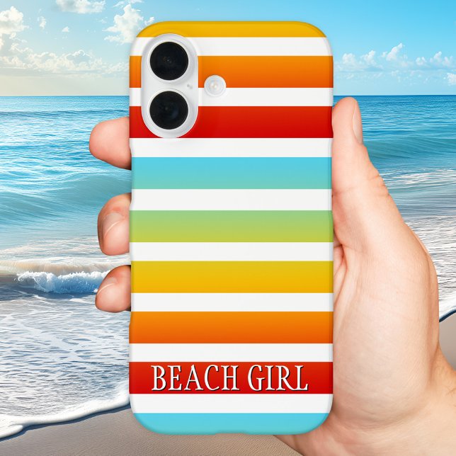 Modern Rainbow Stripes Colourful Design Case-Mate iPhone Case (Phone case featuring an elegant colorful rainbow stripe pattern with custom background color)