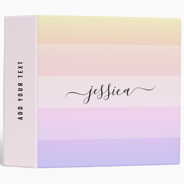 Modern rainbow stripes script name  binder (Front/Spine)
