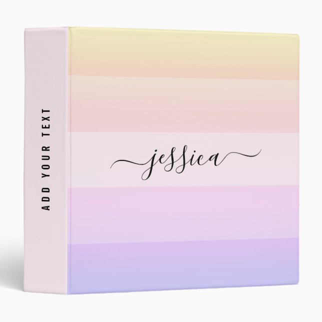 Modern rainbow stripes script name   binder (Front/Spine)