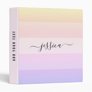 Modern rainbow stripes script name binder