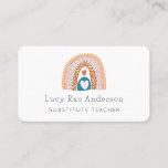 Modern Rainbow Substitute Teacher Business Card<br><div class="desc">Always have a way for teachers to contact you for future sub. dates with this beautiful calling card! Personalize with your own information easily.</div>