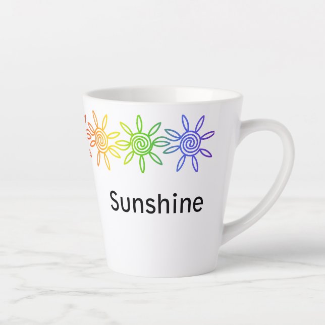 Modern Rainbow Sunshine Personalized Latte Mug (Right)