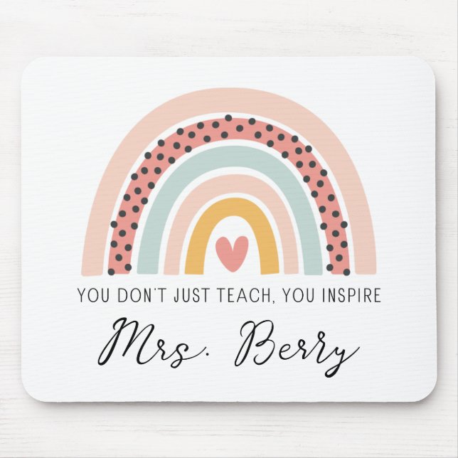 Modern Rainbow Teacher Mouse Pad (Front)