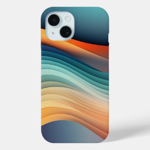 Modern Rainbow Wave Abstract Art iPhone 15 Case