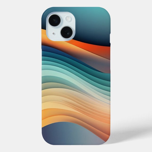 Modern Rainbow Wave Abstract Art Case-Mate iPhone Case (Back)