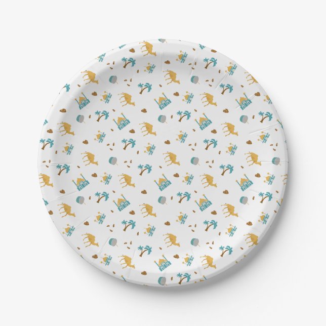 Modern Ramadan Eid Mubarak Happy Eid Muslim Paper Plate (Front)