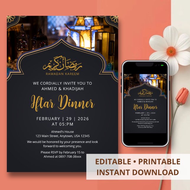 Modern Ramadan Iftar Dinner Night Lanterns Invitation (Creator Uploaded)