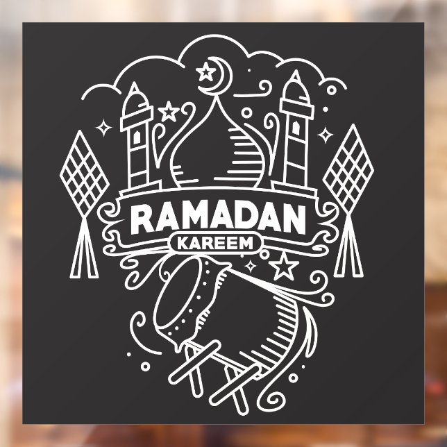 Modern Ramadan Kareem Black and White Window Cling (Sheet 2)