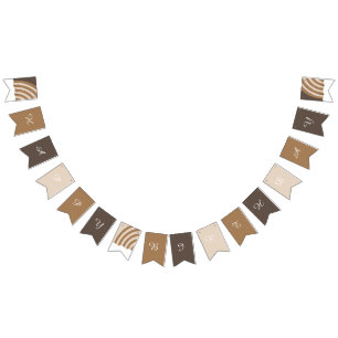 Modern Ranbows Earthy Tones Happy Birthday   Bunting Flags