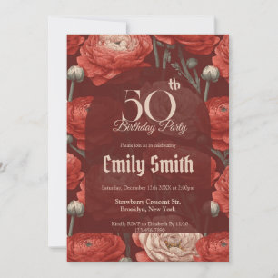 Modern Ranunculus Accent Boho Birthday Invitation