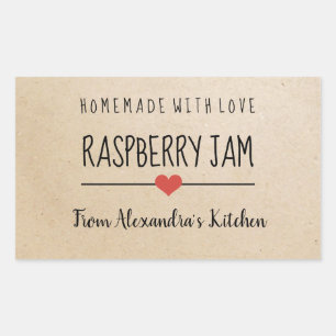 Modern Raspberry jam cardboard homemade with love  Sticker