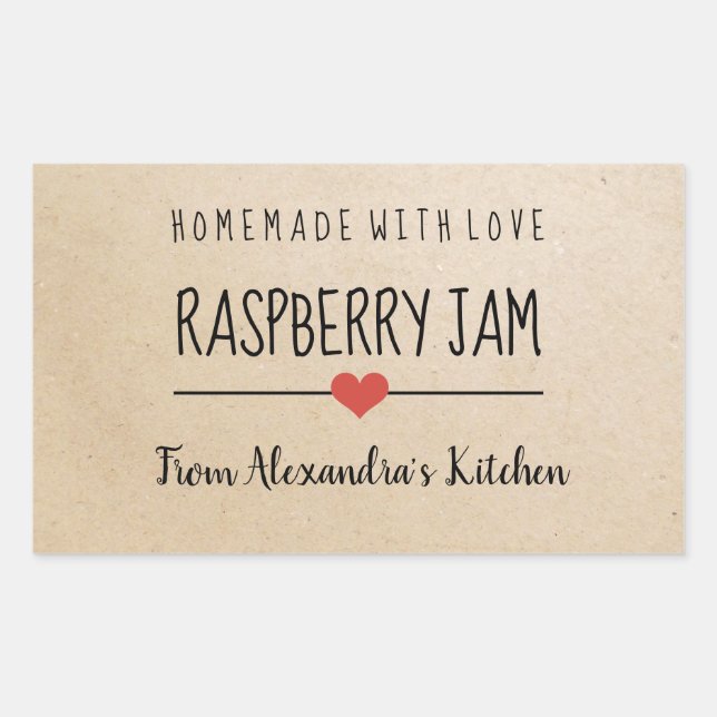 Modern Raspberry jam cardboard homemade with love  Sticker (Front)