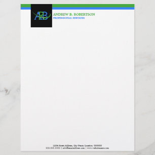 Modern Re-sizable Swoosh Monogram Business Letterhead